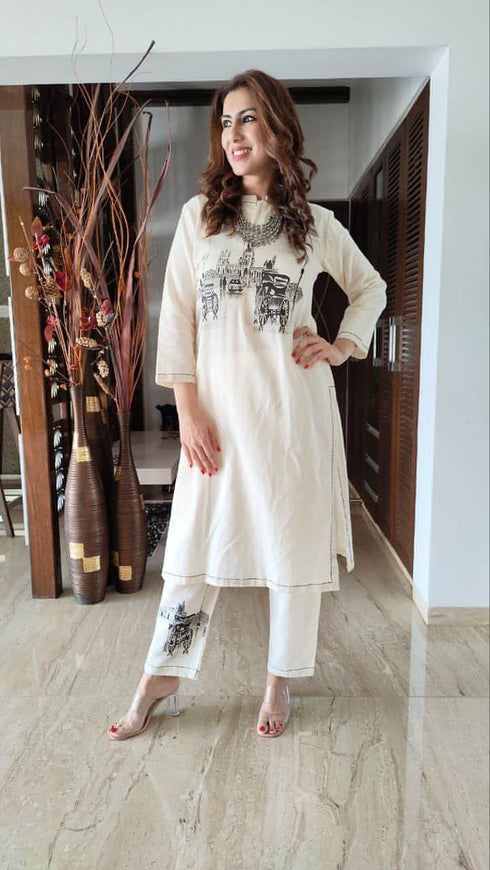 Handpainted Off White Coord Set